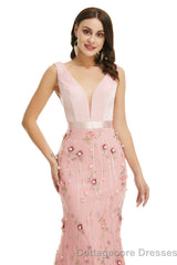Lady Dresses Sleeveless Prom Dresses V Neck Formal Gowns 2025