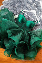 Green Tulle Spaghetti Straps Short Homecoming Dress, A-Line Mini Party Dress
