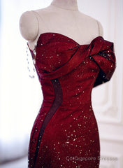 Elegant Black And Red Sweetheart Mermaid Long Prom Dress, Black And Red Evening Dress