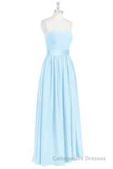 Light Blue Sweetheart A-Line Bridesmaid Dress with Slit