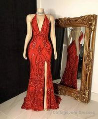 Red Prom Gown,mermaid Floor length Prom dresses