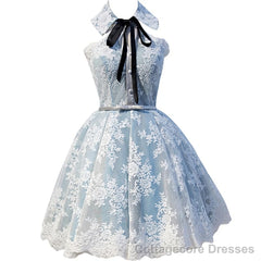 Halter Light Sky Blue Lace Appliques Homecoming Dresses With Lace Up Cocktail Dresses
