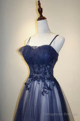 Blue Gradient A-line Tulle Long Formal Dresses Graduation Dress Woman