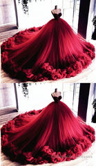 Burgundy Quinceanera Dresses, Ball Gown Prom Dress