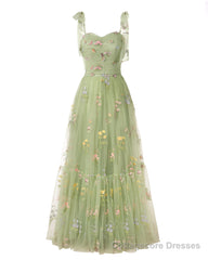 Elegant Embroidery Lavender Prom Dresses Sweetheart Spaghetti Straps A Line Party Dress Long Simple Formal Dress