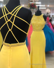 Exquisite Jewel Sleeveless Beading Prom Party Gowns| Chic Front Slit Long Prom Gown