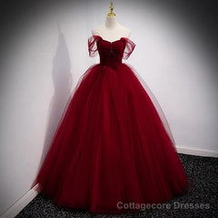 Fairytale Tulle Burgundy Sweet 16th Dress Ball Gown for Prom,Princess Formal Dresses