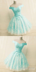 Green Off The Shoulder Appliques Short Homecoming Dress