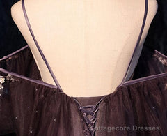 Gradient Sweethaert Beaded Tulle Long Party Dress, Off Shoulder Gown