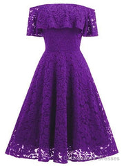 Lace Womens Off-The-Shoulder Sleeveless Lace homecoming Dress