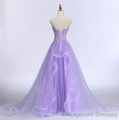 Light Purple Tulle Sweetheart Long Party Dress A-line Tulle Formal Dress prom dresses shops