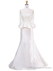 Mother of the bride dresses Sleeves Crystal Beading Lace Mermaid Prom Dresses