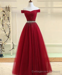 Off Shoulder Long Formal Dress, Beaded Party Dresses