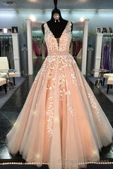 modest prom gowns deep v neck prom dresses handmade lace tulle  a line quinceanera dresses