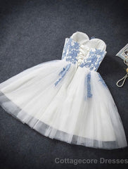 A Line Strapless Cute Sweetheart Short Ivory Hoco Short Prom Dresses