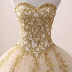 Quinceanera Dress Ivory Ball Gown Sweetheart Strapless Sleeveless Appliques Beading Prom Dresses