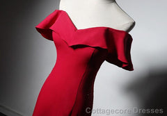 Red Mermaid Long Sweetheart Off Shoulder Party Dress Evening Dress, Red Formal Dresses