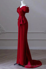 Red Satin Sweetheart Straps Long Formal Dress Red Long Prom Dress
