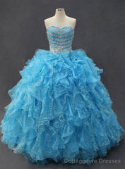 Stunning Blue Ball Gown Organza Sweetheart Quinceanera Dresses