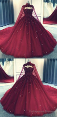 Tulle Ball Gown Prom Dress With Cape