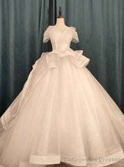 Tulle Sequins Off the Shoulder Beading Wedding Dress With Long Train