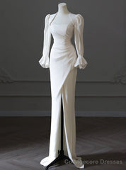 White Mermaid Strapless Pleats Wedding Dress With Jacket