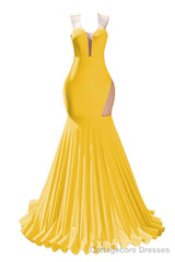 Yellow Prom Dresses Sexy Mermaid Women Evening Dress Sleeveless Open Back